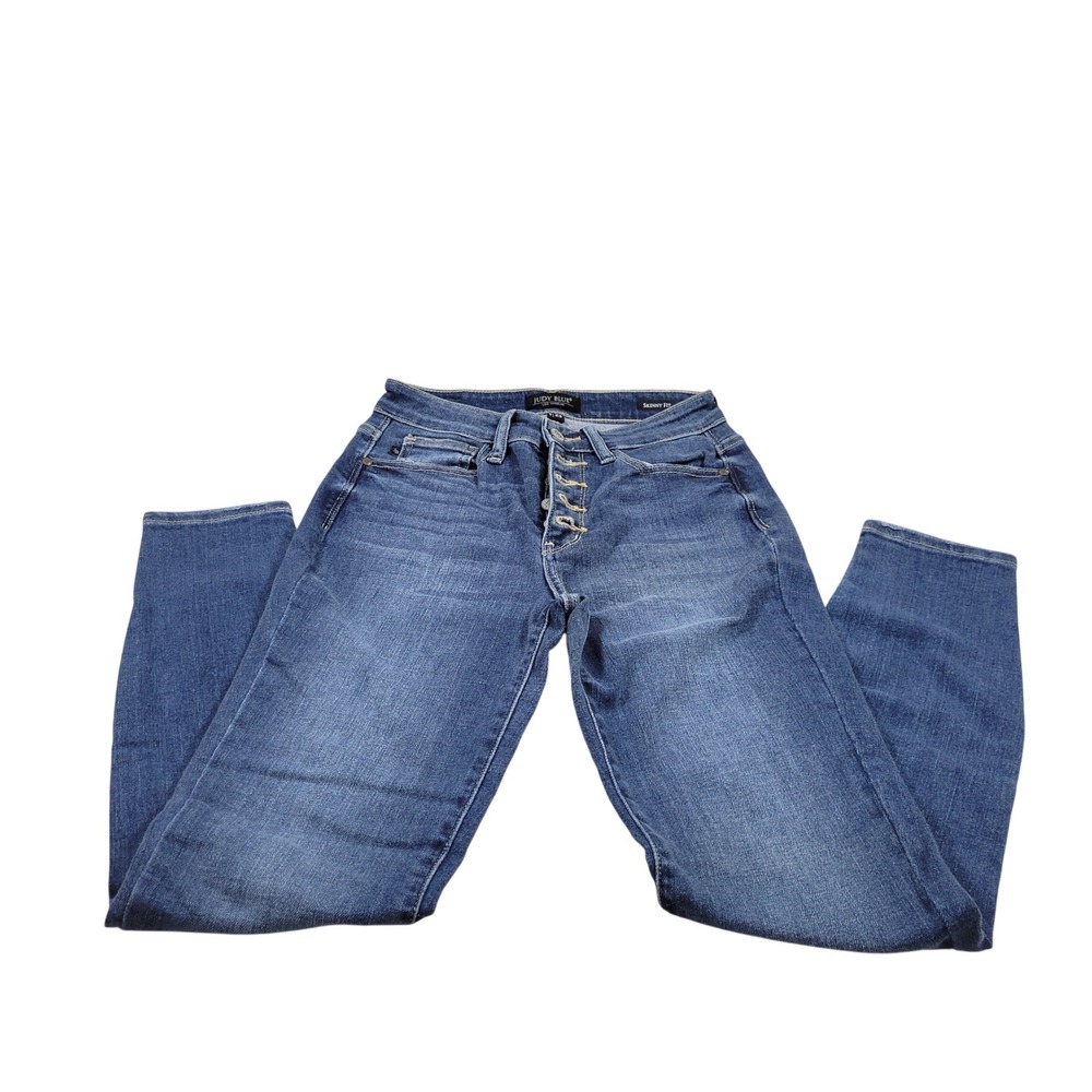 Judy Blue Skinny Fit Jeans Womens 1/25 Blue Excellent Button Fly Raw Hem